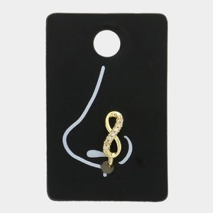 Gold Infinity Nose Ring Clip Cuff Jewelry Rhinestone Crystal Accessories